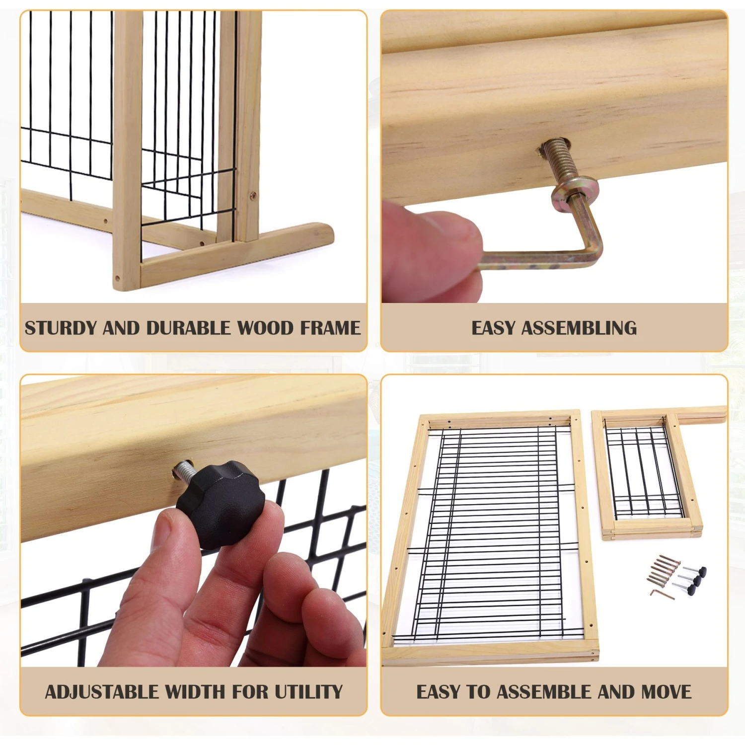 Coziwow 21-in Adjustable Extra Wide Freestanding Dog Gate, Natural Wood 10 Coziwow 21-in Adjustable Extra Wide Freestanding Dog Gate, Natural Wood - Image 8