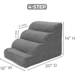 Precious Tails High Density Foam Scalloped Sherpa Top 4 Steps Dog & Cat Stair -Pet Dog Supply Store 674982 PT5. AC SS1800 V1665780571