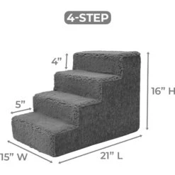 Precious Tails High Density Foam Sherpa Top 4 Steps Dog & Cat Stair -Pet Dog Supply Store 675014 PT5. AC SS1800 V1665780930