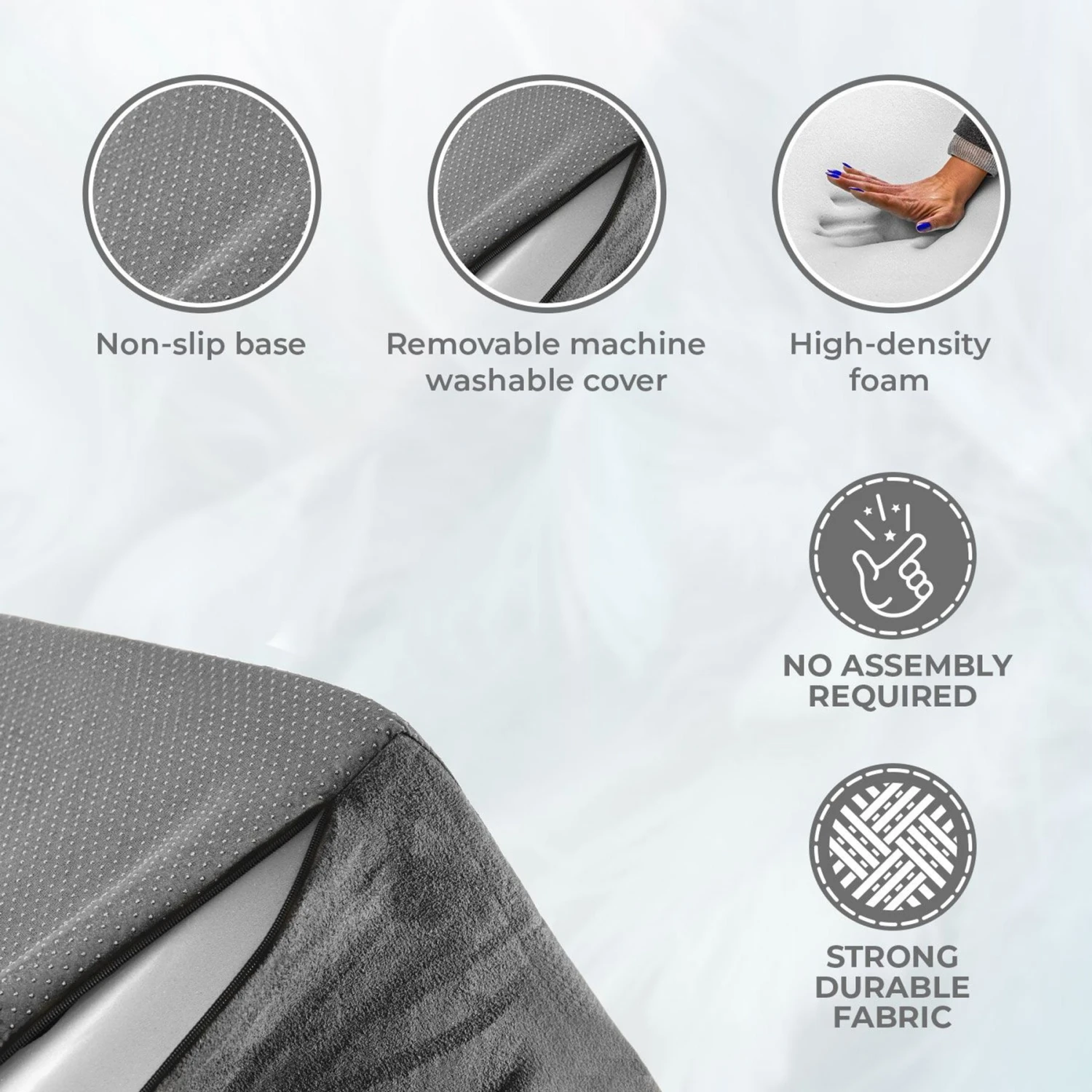 Precious Tails High Density Foam Sherpa Top 3 Steps Dog & Cat Stair 7 Precious Tails High Density Foam Sherpa Top 3 Steps Dog & Cat Stair - Image 5