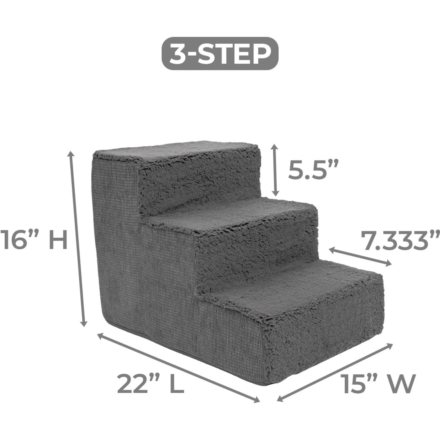 Precious Tails High Density Foam Sherpa Top 3 Steps Dog & Cat Stair 8 Precious Tails High Density Foam Sherpa Top 3 Steps Dog & Cat Stair - Image 6