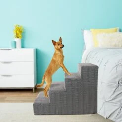 Precious Tails Herringbone High Density Foam 4 Steps Pet Dog & Cat Stair -Pet Dog Supply Store 675118 PT4. AC SS1800 V1666298486
