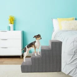 Precious Tails Herringbone High Density Foam 4 Steps Pet Dog & Cat Stair -Pet Dog Supply Store 675118 PT5. AC SS1800 V1666298425