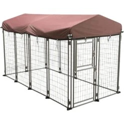 TRIXIE Deluxe Outdoor Dog Kennel With Cover, XX-Large, Black/Burgundy -Pet Dog Supply Store 701438 PT3. AC SS1800 V1668548320