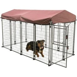 TRIXIE Deluxe Outdoor Dog Kennel With Cover, XX-Large, Black/Burgundy -Pet Dog Supply Store 701438 PT6. AC SS1800 V1668548259