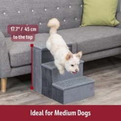 TRIXIE Velour Foldable Cat & Dog Stairs With Storage, Gray -Pet Dog Supply Store 701518 PT4. AC SS1800 V1668547935