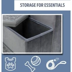 TRIXIE Velour Foldable Cat & Dog Stairs With Storage, Gray -Pet Dog Supply Store 701518 PT5. AC SS1800 V1668549990