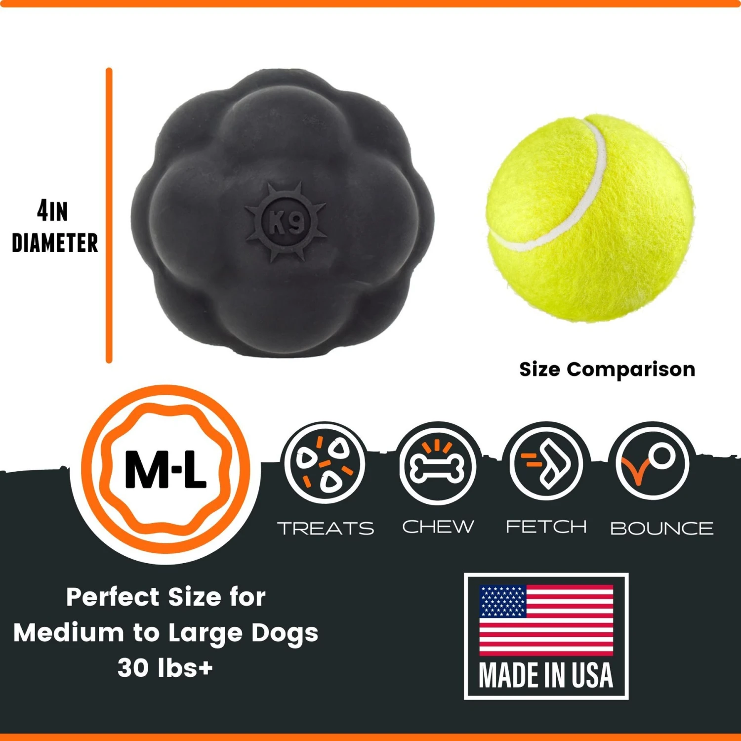 Monster K9 Dog Toys Ultra Durable Tumbler Interactive Dog Toy, Black 4 Monster K9 Dog Toys Ultra Durable Tumbler Interactive Dog Toy, Black - Image 2