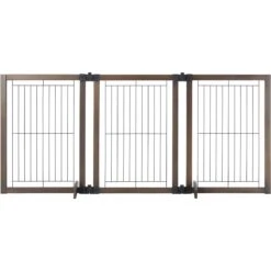 MyPet Extra Wide Versa-Lock Freestanding Cat & Dog Gate, Woodtone -Pet Dog Supply Store 711838 PT4. AC SS1800 V1670434247