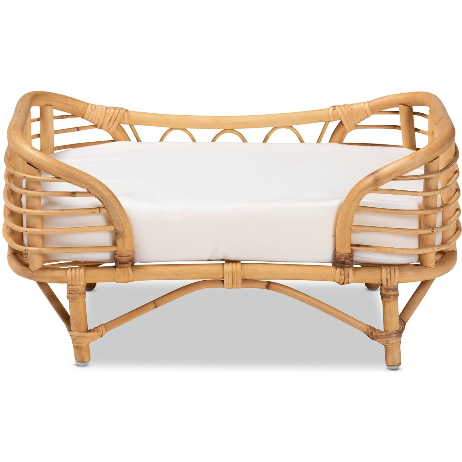 Bali & Pari Marcy Rattan With Cushion Dog & Cat Bed, Natural Brown & White 4 Bali & Pari Marcy Rattan With Cushion Dog & Cat Bed, Natural Brown & White - Image 2