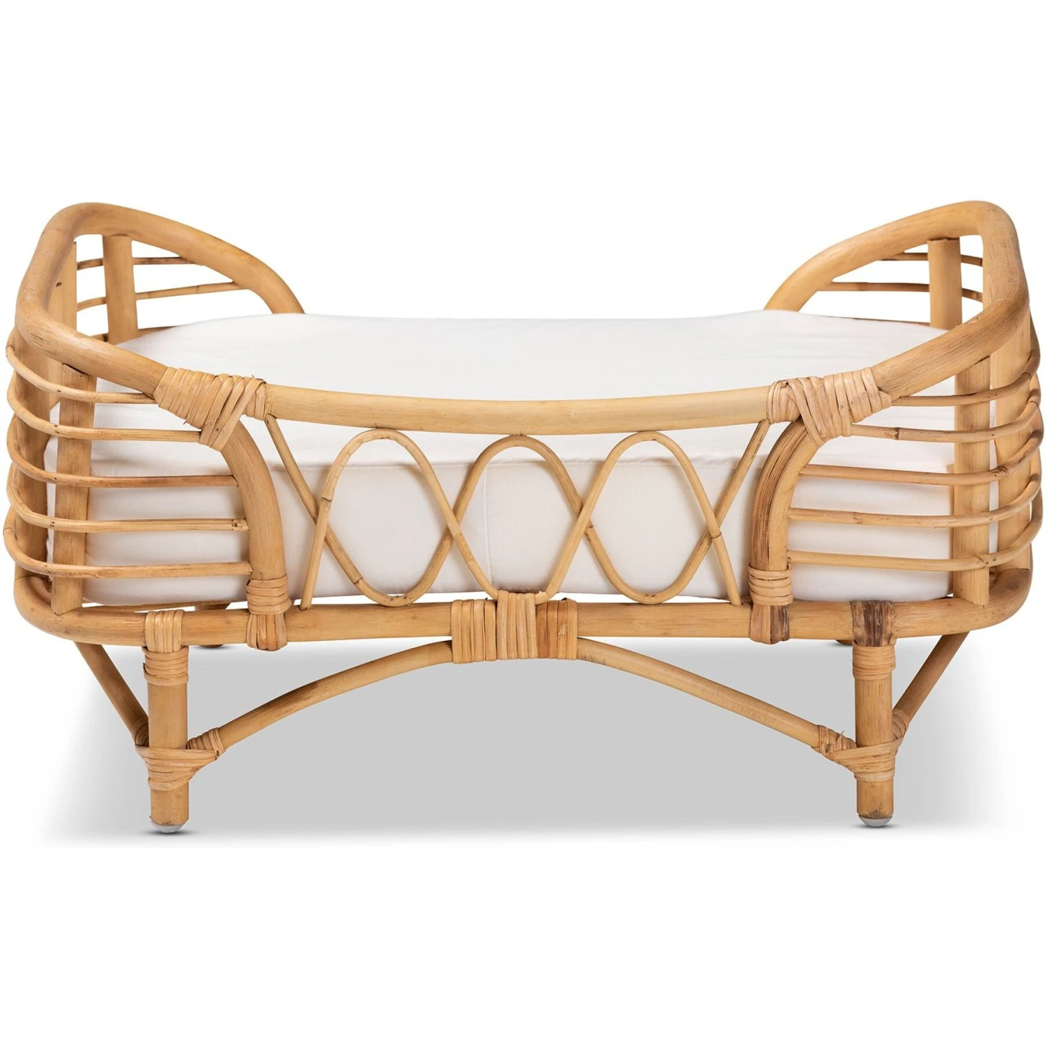 Bali & Pari Marcy Rattan With Cushion Dog & Cat Bed, Natural Brown & White 6 Bali & Pari Marcy Rattan With Cushion Dog & Cat Bed, Natural Brown & White - Image 4
