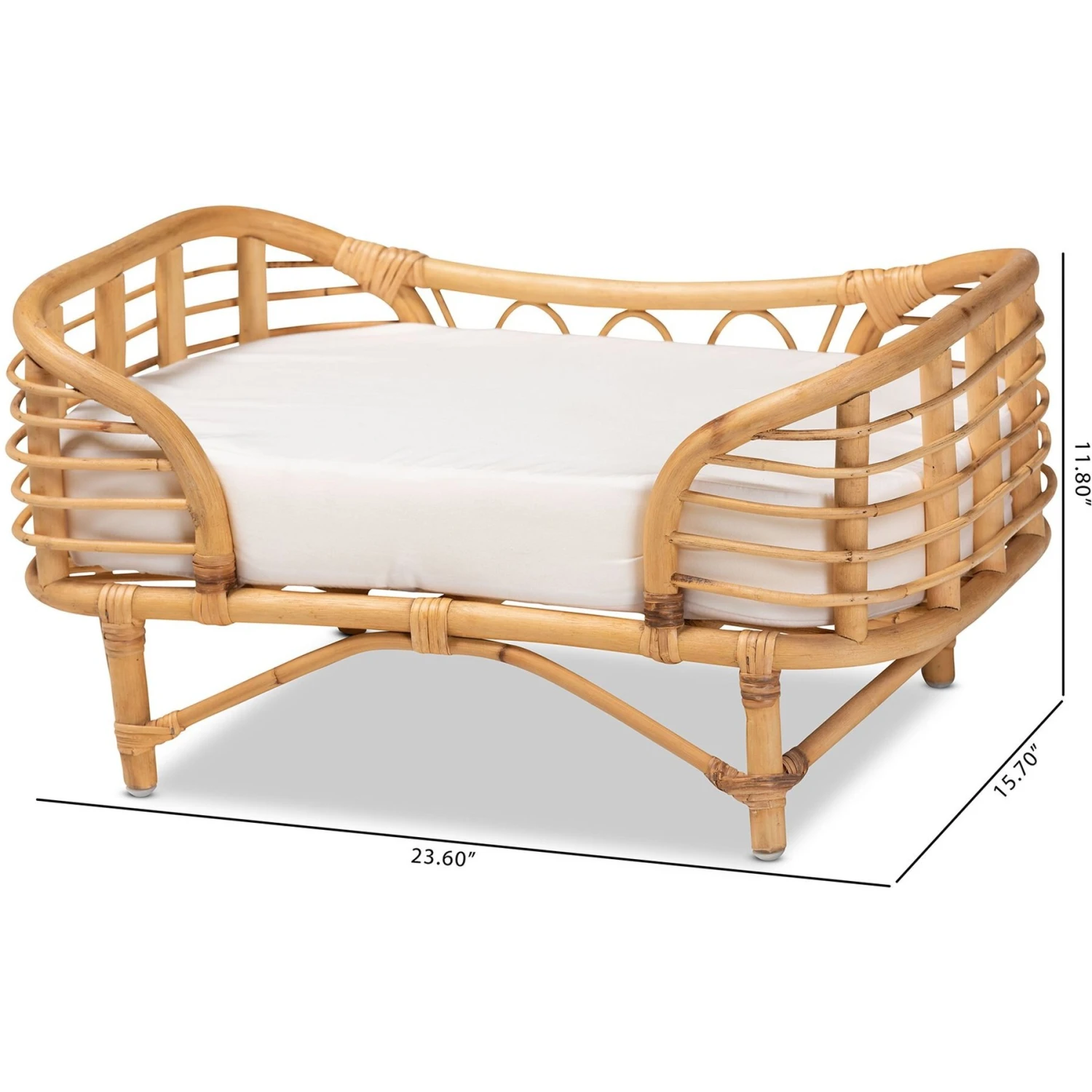 Bali & Pari Marcy Rattan With Cushion Dog & Cat Bed, Natural Brown & White 11 Bali & Pari Marcy Rattan With Cushion Dog & Cat Bed, Natural Brown & White - Image 9