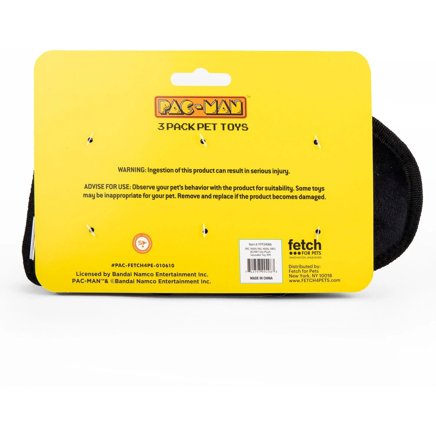 Fetch For Pets Pac-Man Pac-Man, Inky, & Blinky Silo Plush Squeaky Dog Toy, 3 Count 5 Fetch For Pets Pac-Man Pac-Man, Inky, & Blinky Silo Plush Squeaky Dog Toy, 3 Count - Image 3