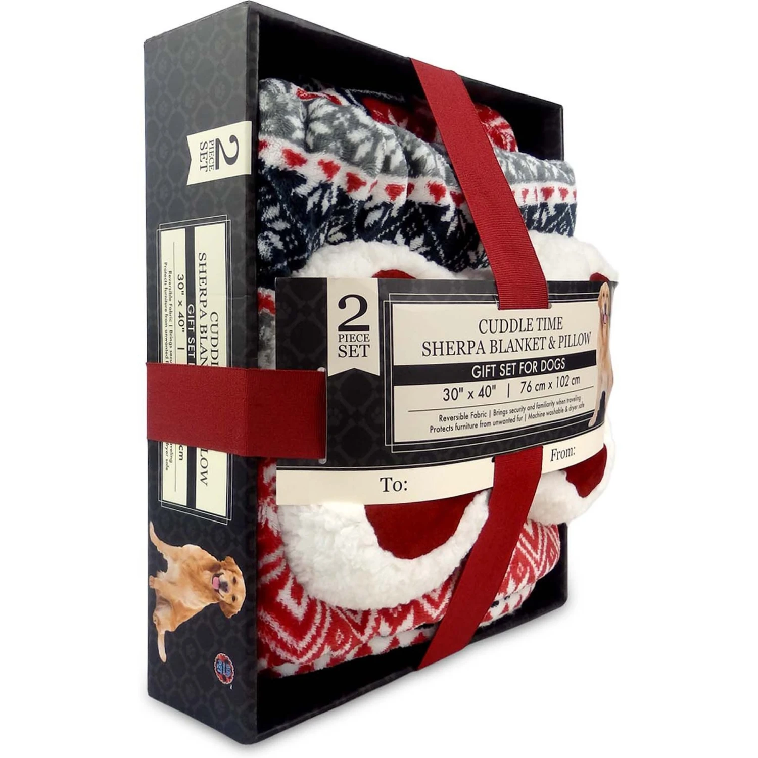 Bow-Wow Pet Sherpa Dog Blanket & Pillow Set 4 Bow-Wow Pet Sherpa Dog Blanket & Pillow Set - Image 2