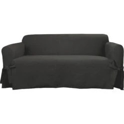 Sure Fit Farmhouse Loveseat Basketweave One Piece Slipcover With Ties Dog & Cat Cover