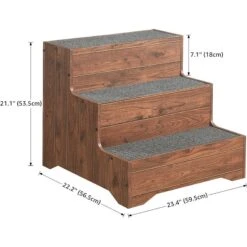 Unipaws Wooden Three-Story Dog Ladder, Walnut -Pet Dog Supply Store 739438 PT4. AC SS1800 V1671222413