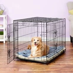 MidWest Quiet Time Fleece Reversible Dog Crate Mat, Blue Paw Print -Pet Dog Supply Store 74365 PT2. AC SS1800 V1542225480