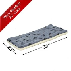 MidWest Quiet Time Fleece Reversible Dog Crate Mat, Blue Paw Print -Pet Dog Supply Store 74365 PT4. AC SS1800 V1542225484