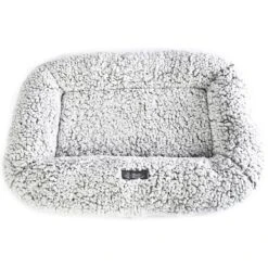 Max & Marlow Plush Sherpa Bolstered Crate Dog & Cat Bed, Gray, Small -Pet Dog Supply Store 744670 PT4. AC SS1800 V1674080533