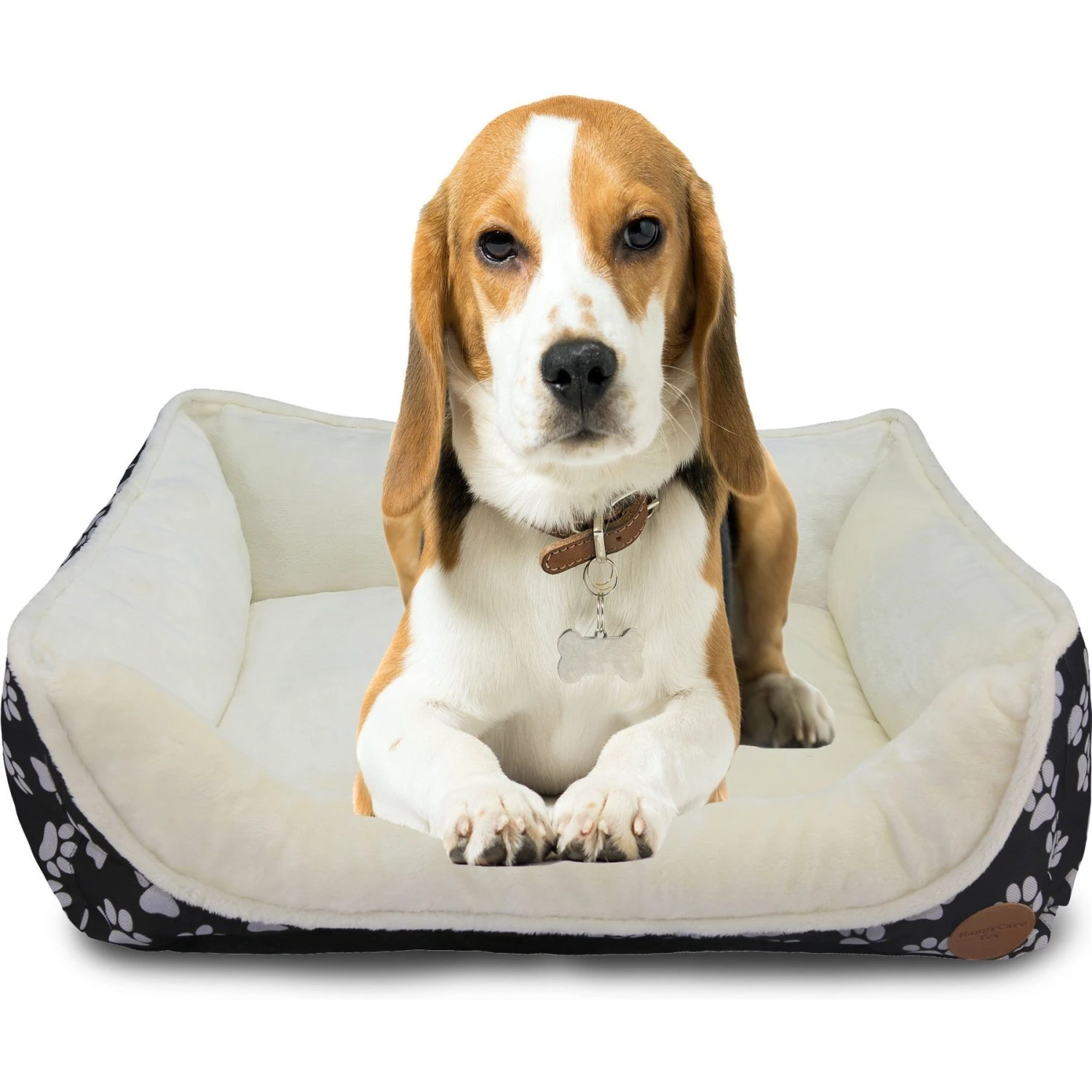 HappyCare Textiles Durable Printed Oxford Plush Bolster Cat & Dog Bed 3 HappyCare Textiles Durable Printed Oxford Plush Bolster Cat & Dog Bed