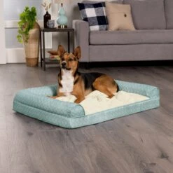 FurHaven Plush Fur & Diamond Print Nest-Top Cooling Gel Sofa Cat & Dog Bed -Pet Dog Supply Store 768886 PT2. AC SS1800 V1688736719