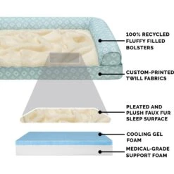 FurHaven Plush Fur & Diamond Print Nest-Top Cooling Gel Sofa Cat & Dog Bed -Pet Dog Supply Store 768886 PT3. AC SS1800 V1688668689