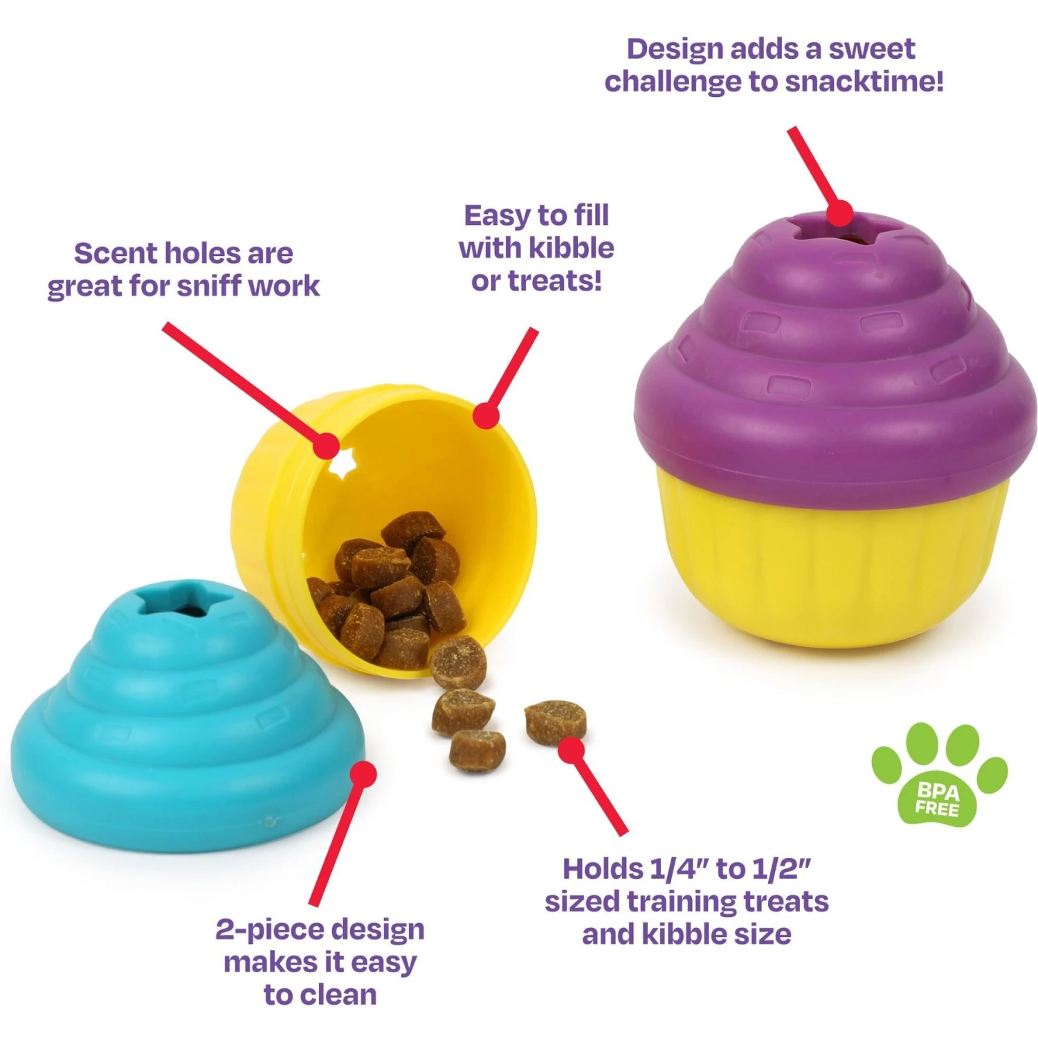 Brightkins Small Cupcake Treat Dispenser Dog Toy 5 Brightkins Small Cupcake Treat Dispenser Dog Toy - Image 3