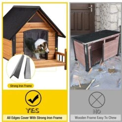 Aivituvin Strong Iron Frame Outdoor Dog House With Porch, Small -Pet Dog Supply Store 812766 PT4. AC SS1800 V1679591779