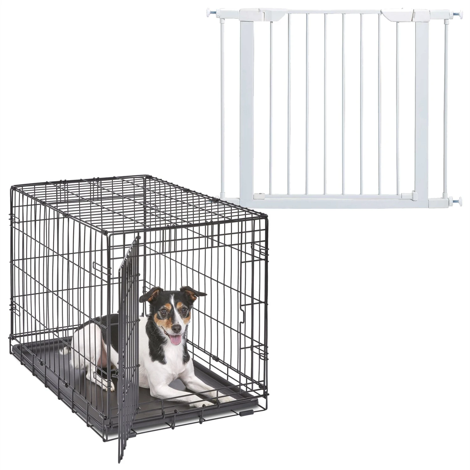 MidWest ICrate Fold & Carry Single Door Collapsible Wire Dog Crate & MidWest Steel Pet Gate 3 MidWest ICrate Fold & Carry Single Door Collapsible Wire Dog Crate & MidWest Steel Pet Gate