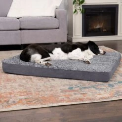 FurHaven Two-Tone Fur & Suede Deluxe Full Support Bolster Cat & Dog Bed With Removable Cover