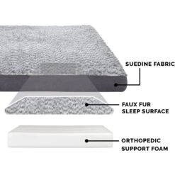 FurHaven Two-Tone Fur & Suede Deluxe Full Support Bolster Cat & Dog Bed With Removable Cover -Pet Dog Supply Store 816734 PT4. AC SS1800 V1704234948