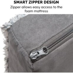 FurHaven Two-Tone Fur & Suede Deluxe Full Support Bolster Cat & Dog Bed With Removable Cover -Pet Dog Supply Store 816734 PT7. AC SS1800 V1704234924