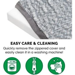 FurHaven Two-Tone Fur & Suede Deluxe Full Support Bolster Cat & Dog Bed With Removable Cover -Pet Dog Supply Store 816734 PT8. AC SS1800 V1704234978