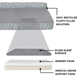 FurHaven Plush Fur & Almond Print Memory Foam Top Deluxe L-Chaise Sofa Cat & Dog Bed -Pet Dog Supply Store 824686 PT4. AC SS1800 V1703798350