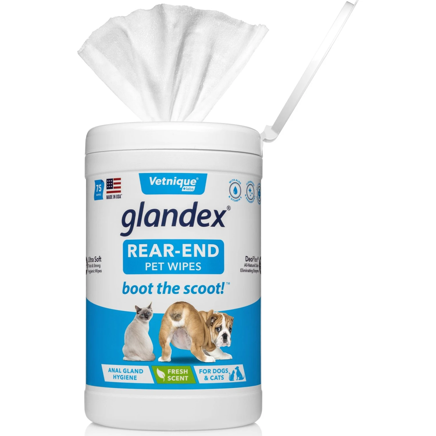 Vetnique Labs Glandex Wipes Rear End Anal Gland Cleansing & Deodorizing Hygienic Rear End Boot The Scoot Dog & Cat Wipes & Frisco Disposable Male Dog Wraps 4 Vetnique Labs Glandex Wipes Rear End Anal Gland Cleansing & Deodorizing Hygienic Rear End Boot The Scoot Dog & Cat Wipes & Frisco Disposable Male Dog Wraps - Image 2