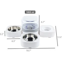 Hanamya 3-in-1 Set With Automatic Dog & Cat Waterer, White & Gray -Pet Dog Supply Store 838814 PT3. AC SS1800 V1682371210