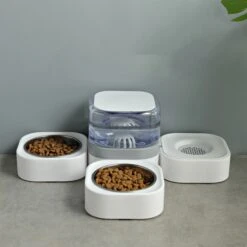 Hanamya 3-in-1 Set With Automatic Dog & Cat Waterer, White & Gray -Pet Dog Supply Store 838814 PT4. AC SS1800 V1682371309