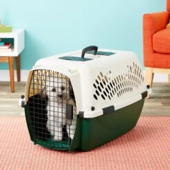 Petmate Ruff Maxx Dog & Cat Kennel, Off White/Green