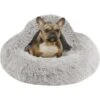 Friends Forever Luna Donut Faux Fur Cozy Cave Covered Dog Bed With Hooded Blanket -Pet Dog Supply Store 851382 MAIN. AC SS1800 V1683835867