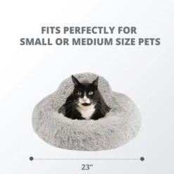 Friends Forever Luna Donut Faux Fur Cozy Cave Covered Dog Bed With Hooded Blanket -Pet Dog Supply Store 851382 PT1. AC SS1800 V1683834960
