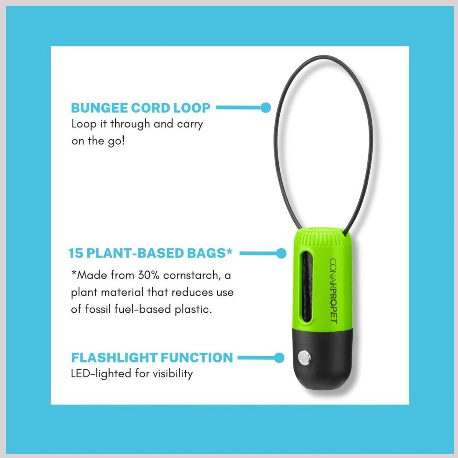 ConairPROPET LED Poop Bag Dispenser With Bungee Cord Loop 4 ConairPROPET LED Poop Bag Dispenser With Bungee Cord Loop - Image 2