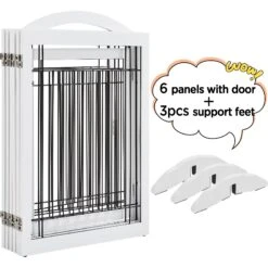 Yaheetech 6-Panel Foldable Wire Dog Gate -Pet Dog Supply Store 871606 PT8. AC SS1800 V1686078481