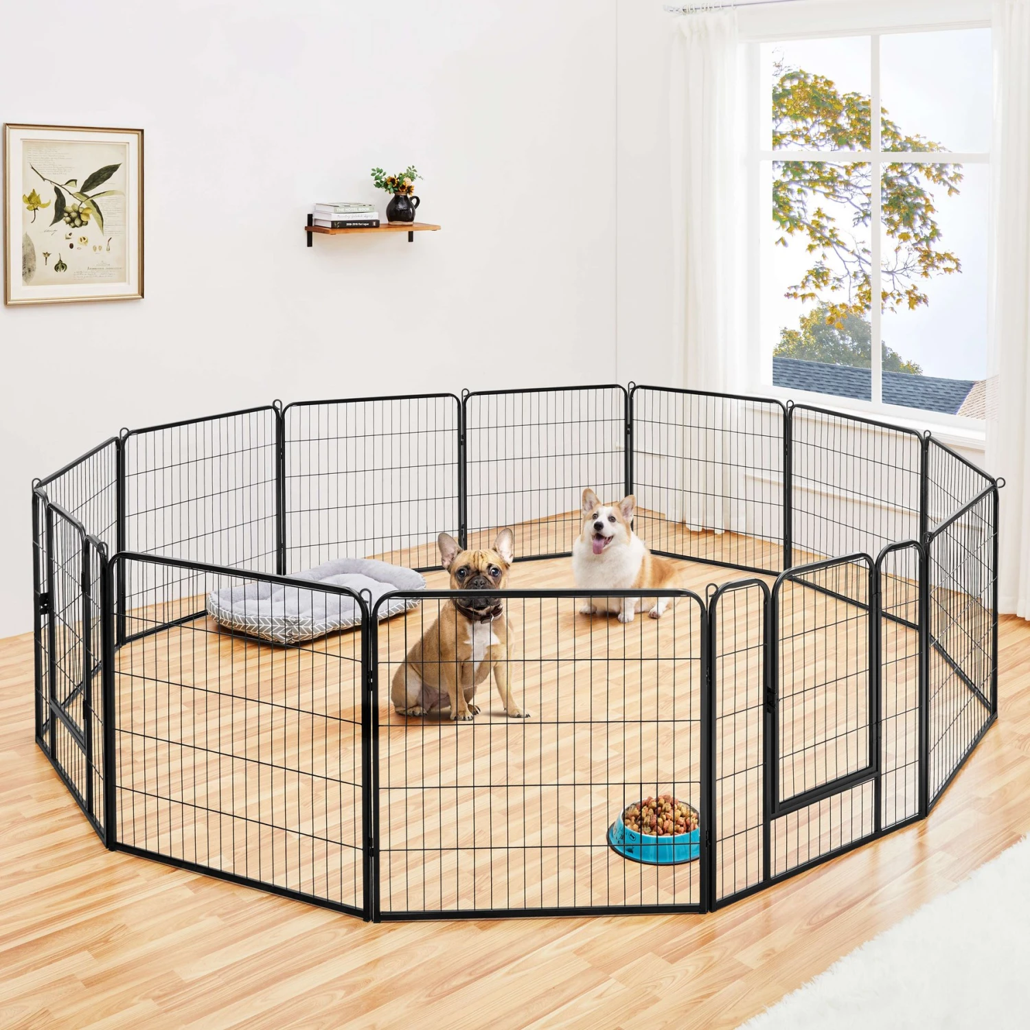Yaheetech 12-Panel 32-in H Dog Playpen With Door Black, Medium 3 Yaheetech 12-Panel 32-in H Dog Playpen With Door Black, Medium