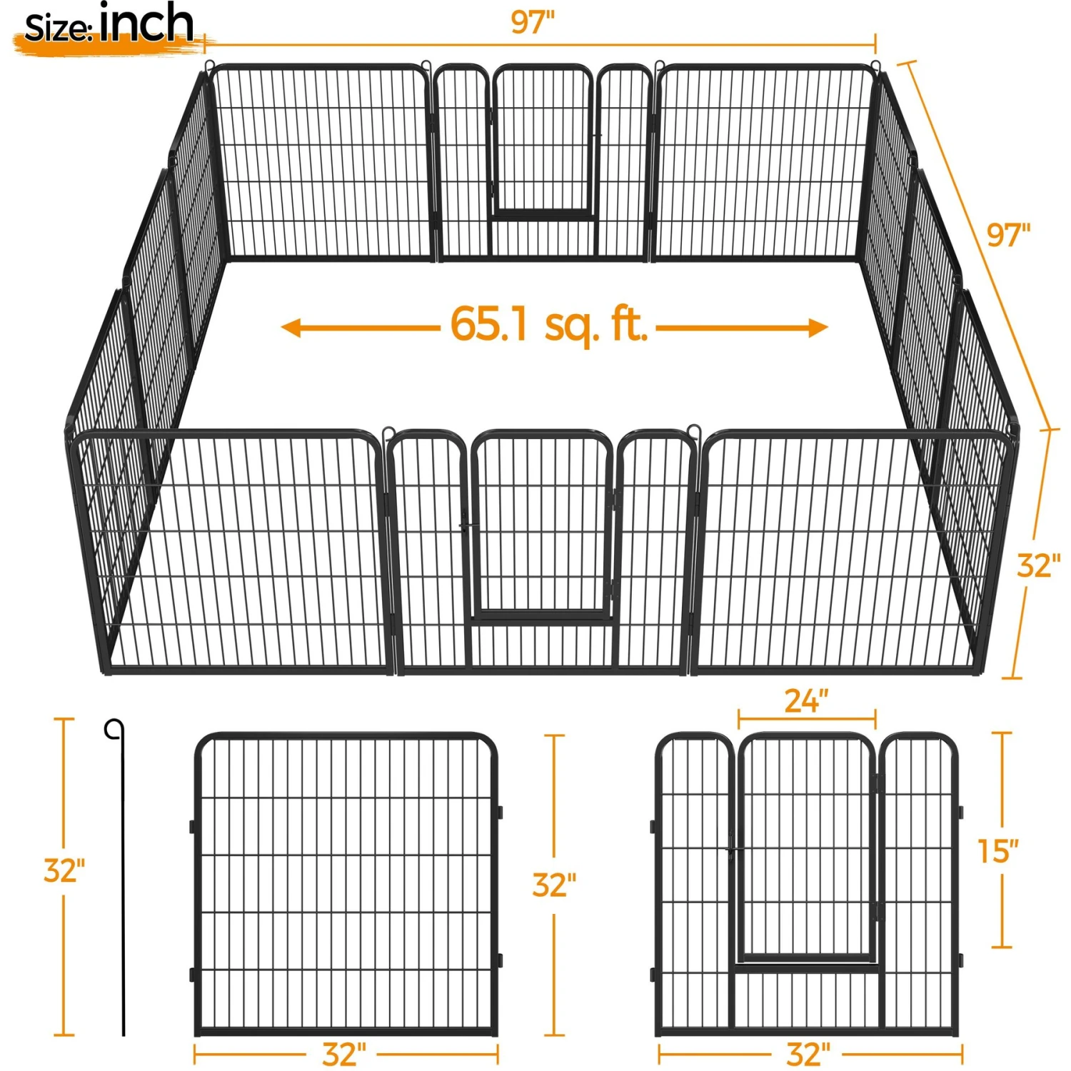 Yaheetech 12-Panel 32-in H Dog Playpen With Door Black, Medium 5 Yaheetech 12-Panel 32-in H Dog Playpen With Door Black, Medium - Image 3