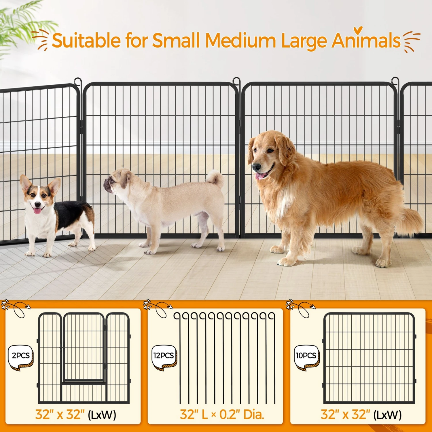 Yaheetech 12-Panel 32-in H Dog Playpen With Door Black, Medium 6 Yaheetech 12-Panel 32-in H Dog Playpen With Door Black, Medium - Image 4