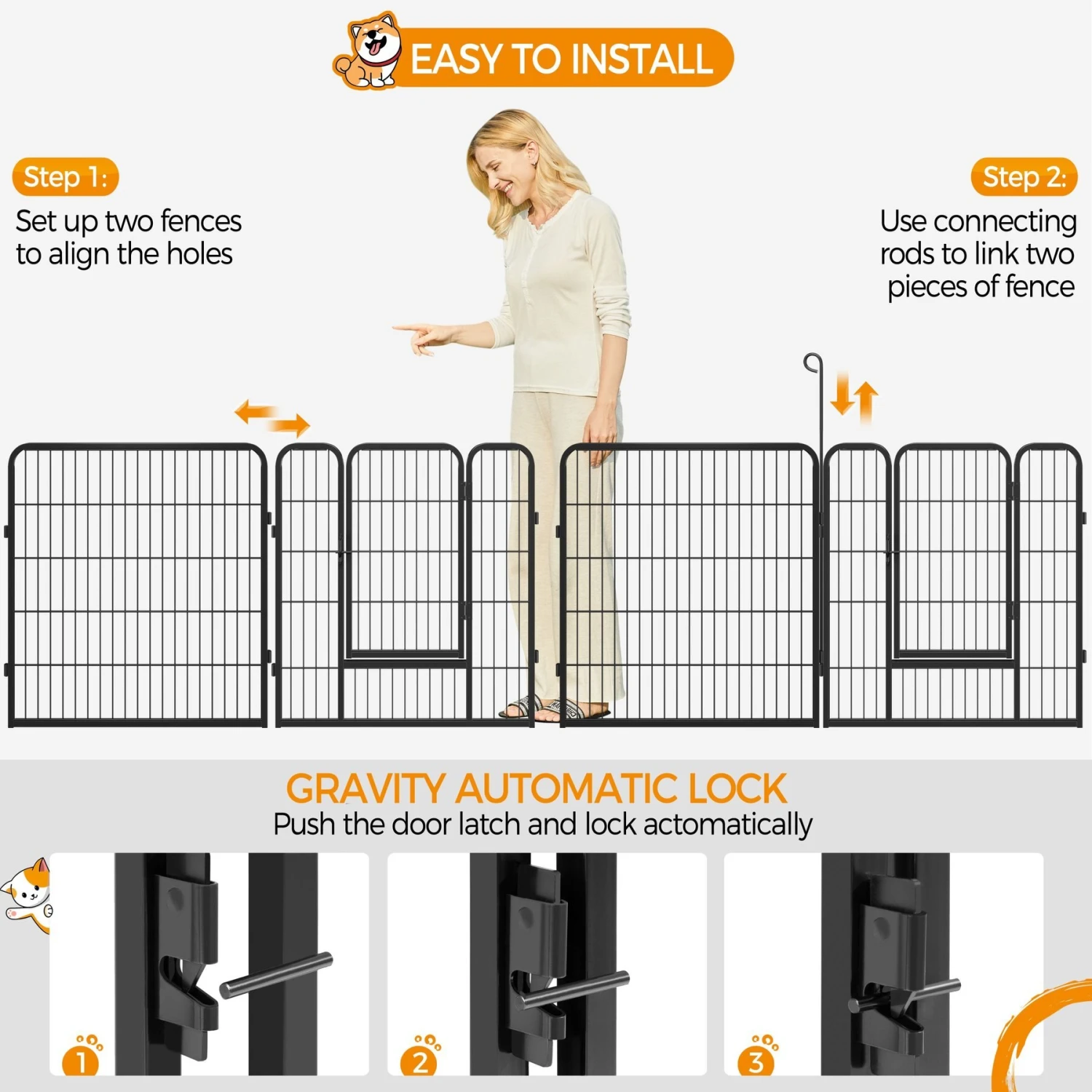 Yaheetech 12-Panel 32-in H Dog Playpen With Door Black, Medium 7 Yaheetech 12-Panel 32-in H Dog Playpen With Door Black, Medium - Image 5
