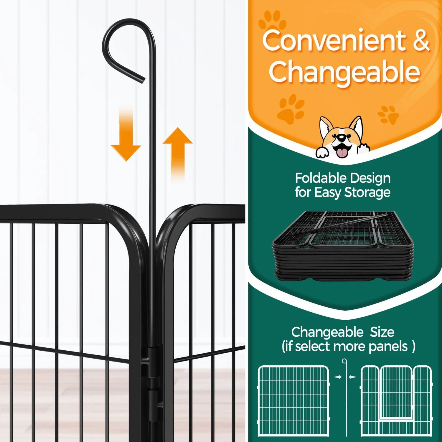 Yaheetech 12-Panel 32-in H Dog Playpen With Door Black, Medium 9 Yaheetech 12-Panel 32-in H Dog Playpen With Door Black, Medium - Image 7