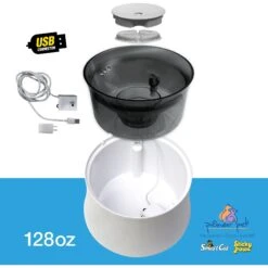 Pioneer Pet Vortex Elevated Drinking Dog Fountain, Gray, Medium -Pet Dog Supply Store 873118 PT4. AC SS1800 V1686338418