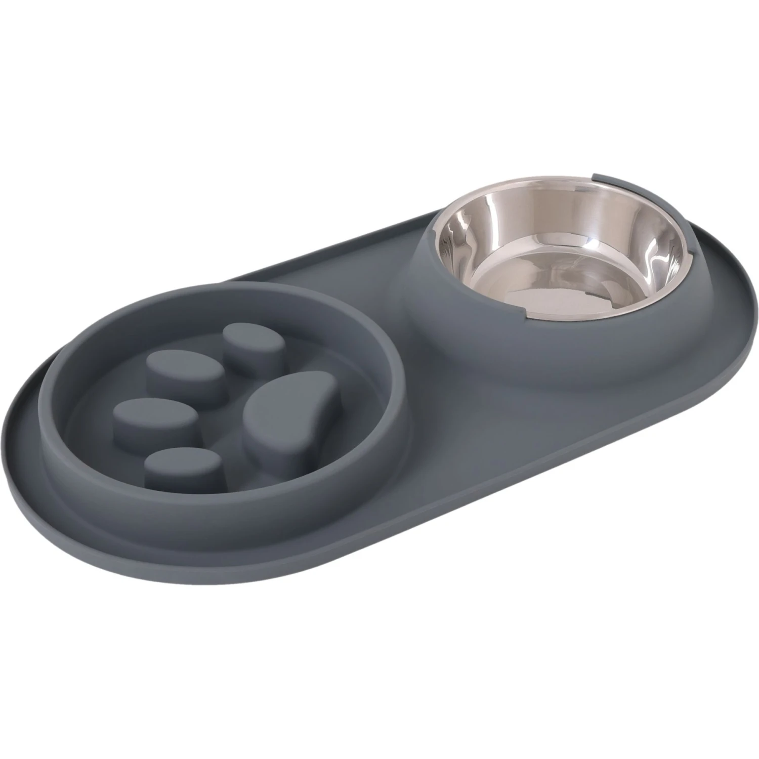 Pounce + Fetch Silicone Double Bowl Slow Feeder, 10-oz, Grey 6 Pounce + Fetch Silicone Double Bowl Slow Feeder, 10-oz, Grey - Image 4