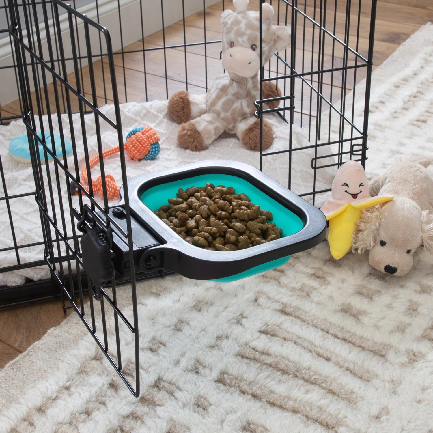 Pounce + Fetch Cage Collapsible Foldable Bowl, Teal, 16-oz 3 Pounce + Fetch Cage Collapsible Foldable Bowl, Teal, 16-oz